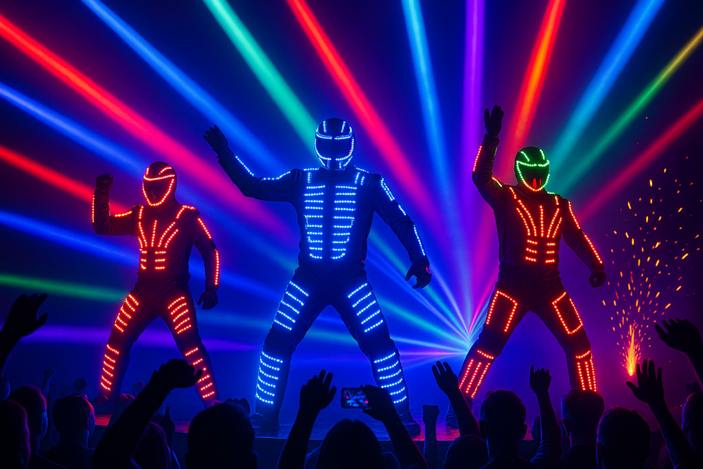 Trajes lightman y efectos luminosos
